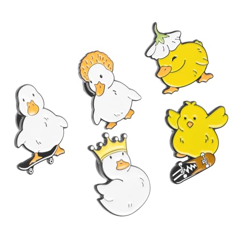 Healeved Niedliche Cartoon Enten Anstecker Metall Broschen für Rucksack Jacken Taschen Frauen Schmuck DIY Modisch Langlebig von Healeved