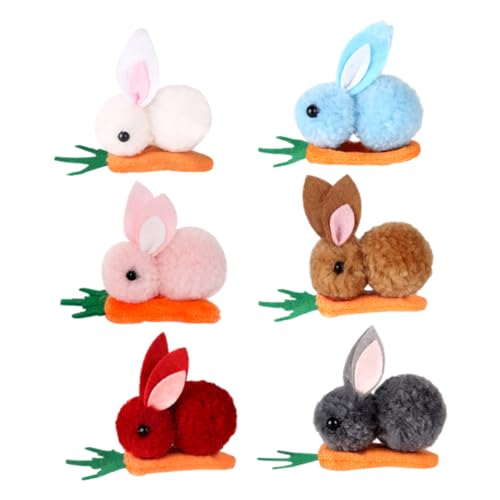 Healeved 6stücke Teiliges Mini-plüsch-haarspangen Für Mädchen Niedliche Kaninchen Und Karotten-haarclips Für Ostern Und Alltag Weichem Material Gefertigt Bunten Farben Erhältlich von Healeved