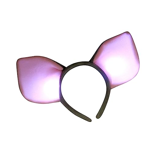 Healeved Niedlicher Pig Ohr Haarreif mit LED Licht Leichtes Party Haarschmuck für Cosplay und Performance Graues Kopfband für Festveranstaltungen von Healeved