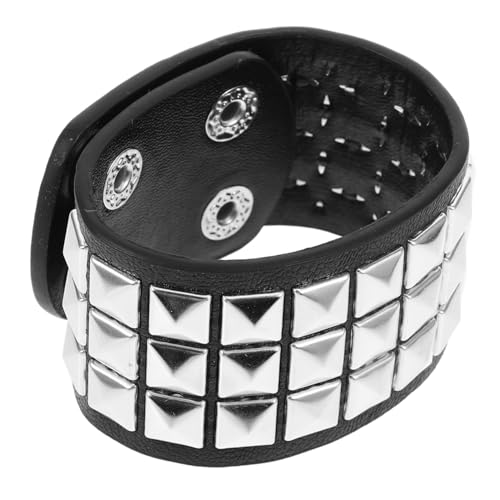 Healeved Nietenarmband Herren Punk Armband Verstellbar Vintage Stil Robustes Wristband für Männer Modisches Schmuckaccessoire für Party Konzert Alltag von Healeved