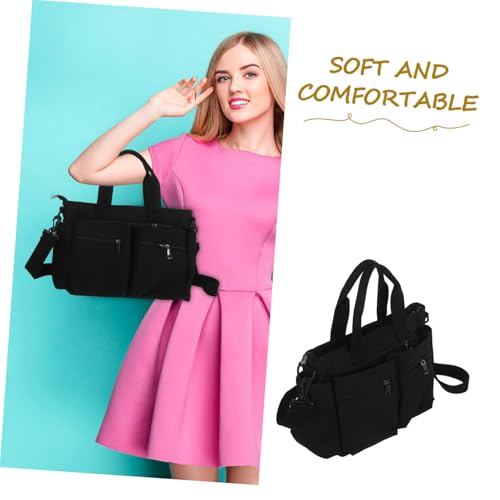 Healeved Nylon Tote Bag Damen Verstellbarer Schulterriemen Mehrere Fächer Leichtgewichtiger Crossbody Shopper Für Arbeit Büro Und Freizeit Schwarz von Healeved