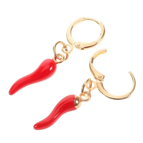 Healeved Ohrringe Mit Rotem Pfeffer Gemüse-ohrringe Creolen Damen Kleine Creolen Chili-pfeffer-schmuck Chilischote Vorhanden Chili-pfeffer-ohrring Chili-pfeffer-ohrringe Rot Legierung von Healeved