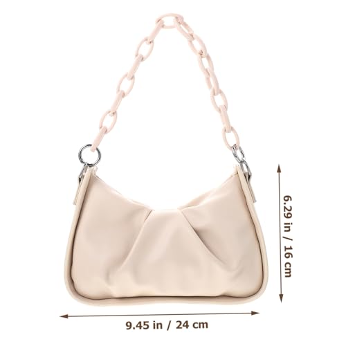 Healeved PU Damen Underarm Bag Elegant Schultertasche mit Reißverschluss und Kette Modische Handtasche für Alltag Shopping Arbeit und Freizeit Weiß Mittelgroß Strapazierfähig und Glatt von Healeved
