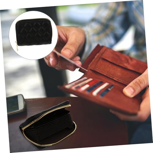 Healeved PU Kartenetui Damen und Herren Kompakt und Geräumig Schützt Kreditkarten und Münzen Modischer Geldbeutel für Alltag Büro und Partys Langlebig und Kratzfest Schwarzes Design von Healeved