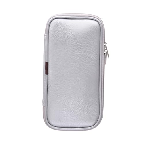 Healeved PU Leder Kosmetiktasche Silber Reise Make up Pinselhalter Tragbare Schminkpinsel Tasche Organizer Leicht und Strapazierfähig für Damen und Unterwegs von Healeved