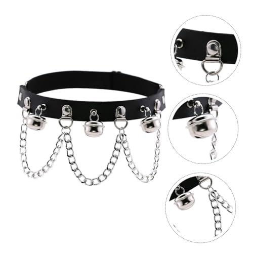 Healeved PU Leg Loop mit Elastischem Band und Silberner Metallkette Verstellbarer Beinring im Gothic Punk Stil Modisches Accessoire für Alltag Bühne und Kostüm Unisex von Healeved