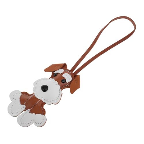 Healeved PU Schlüsselanhänger Hundemotiv Schnauzer Anhänger Handgelenkband Damen Herren Taschenanhänger Welpenmotiv Glücksbringer Autoschlüssel Zubehör von Healeved