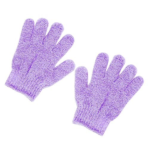 Healeved Paar Peeling-Badehandschuhe exfoliating glove exfoliate gloves skin clean scincare duschzubehör badezusã¤tze Duschhandschuhe ein Bad nehmen Ärmel Badetuch Schlamm Handtuch Violett von Healeved