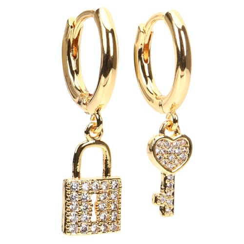 Healeved Padlock und Schlüssel Ohrringe Damen Echtgoldene Zirkonia Creolen mit Anhänger Baumelnde Statement ohrringe für Alltag und Besondere Anlässe Stilvoll und Komfortabel Healeved Padlock und Schlüssel Ohrringe Damen Echtgoldene Zirkonia Creolen mit Anhänger Baumelnde Statement ohrringe für Alltag und Besondere Anlässe Stilvoll und Komfortabel von Healeved