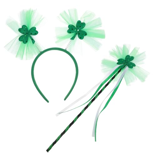 Healeved Patrick's Day Haarreif und Zauberstab Set für Irische Festtagsdekoration Bequeme Kopfbedeckung mit Auffälligem Design für und Partys von Healeved