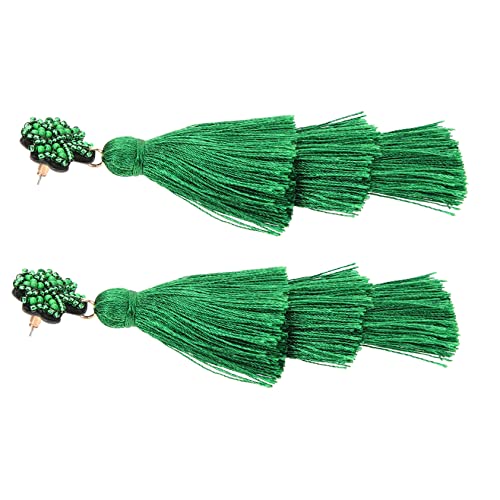 Healeved Patrick's Day Ohrringe Damen Grün Ohrhänger Leicht Boho Stil Dreilagige Quasten Schmuck für Festliche Anlässe und Alltag von Healeved