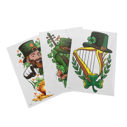 Healeved Patricks Day Irish Festival-aufkleber 3 Stück Temporäres Kleeblatt-design Für Partyzubehör von Healeved