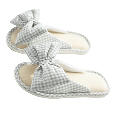 Healeved Peep Toe Slippers Damen Bow Knot Design Rutschfest Atmungsaktiv Sommer Hausschuhe mit Gummisohle von Healeved