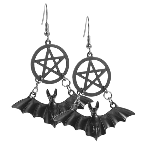 Healeved Pentagramm Ohrringe mit Fledermaus-design Leichte Gothic Ohrhänger Modische Halloween Schmuck Accessoires für Damen Dezente Hautfreundlich Vielseitig Kombinierbar Healeved Pentagramm Ohrringe mit Fledermaus-design Leichte Gothic Ohrhänger Modische Halloween Schmuck Accessoires für Damen Dezente Hautfreundlich Vielseitig Kombinierbar von Healeved