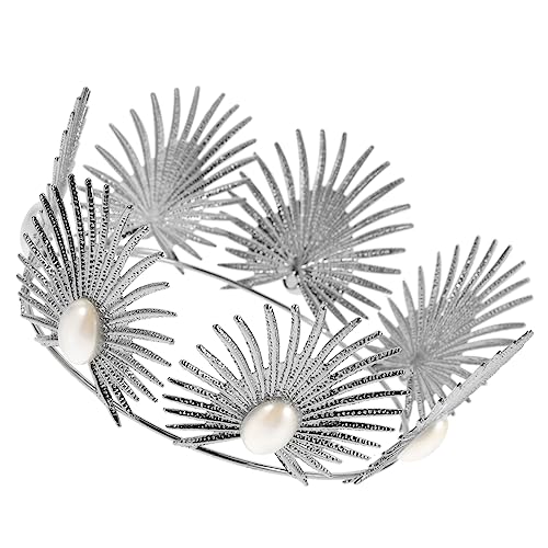 Healeved Perlbesetzte Vintage Krone Haarschmuck Silberner Party Cake Topper Mädchen Haar Deko für Geburtstag Hochzeit Brautdusche und Festliche Anlässe von Healeved