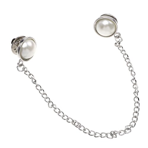 Healeved Perlen Brosche mit Zarter Kettenquaste Modischer Kragenclip für Damen Stilvolle Anstecknadel zur Dekoration von Hemd Bluse Jacke Vielseitiges Schmuck Accessoire für Alltag und von Healeved
