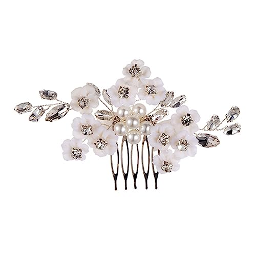 Healeved Perlen Haarkamm Brautschmuck mit Handgefertigten Blumendetails Eleganter Haaraccessoire für Hochzeit für Haartypen Silberfarbener Hochzeits Haarschmuck Festlicher Kopfschmuck von Healeved