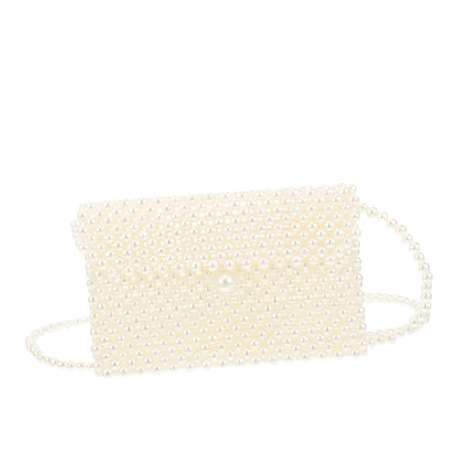 Healeved Weiße Handtasche Mit Perlenbesatz Kleine Umhängetasche Für Handy Kosmetikspiegel Geldbörse Für Abendveranstaltungen Hochzeiten Und Alltag von Healeved