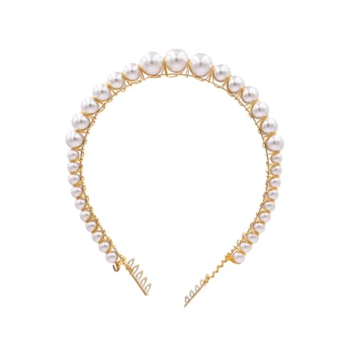 Healeved Perlen haarreifen Weiß Handmade Brautschmuck Haarschmuck Damen Mädchen Hochzeit Party Accessoire von Healeved