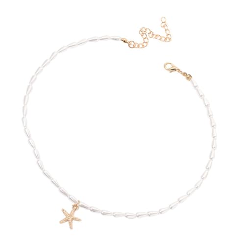 Healeved Perlenhalskette für Frauen Verstellbare Goldene Perlenkette mit Sternanhänger Handgefertigt für Hochzeiten Jubiläen Geburtstagsfeiern Besondere Anlässe von Healeved