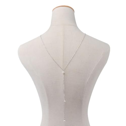 Healeved Perlenkette Choker mit Dekorativer Rücken kette Verstellbar Damen für Partys Festliche Anlässe und Alltagsmode Komfortabel und Langlebig Vielseitiges Schmuckaccessoire von Healeved