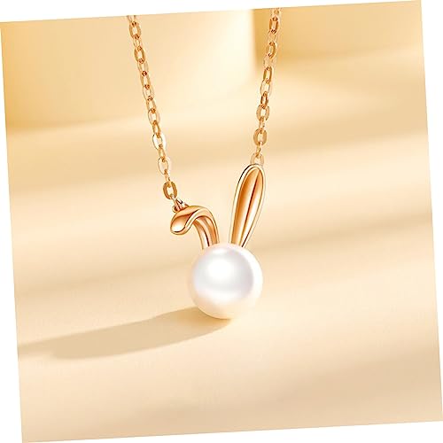 Healeved Perlenkette Damen mit Süßem Kaninchen Anhänger Hautfreundliche Kollierkette mit Perlen Vielseitig Kombinierbar Geschenkidee für Geburtstag Muttertag Freundin von Healeved