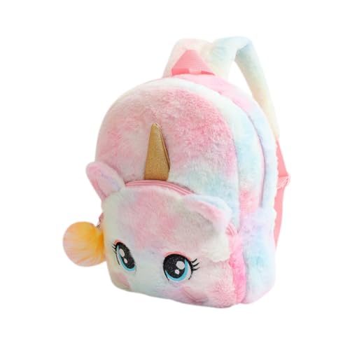 Healeved Plüsch-Rucksack Für Mädchen Cartoon-Schultasche Aufbewahrungstasche Mit Einhorn-Design Für Schule Reisen Und Einkaufen Aus Hochwertigem Material Mit Robustem Reißverschluss von Healeved