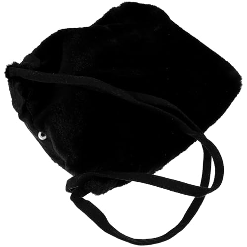 Healeved Plüsch Umhängetasche Damen Schultertasche Handytasche Leicht Mode Herbst Winter Schwarz Messenger Bag mit Stauraum für Karten und Geldbörse von Healeved