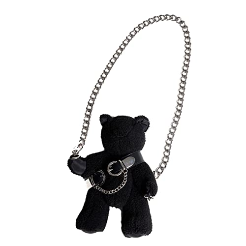 Healeved Plüschbär Umhängetasche Damen Kleine Schultertasche Weiches Plüschmaterial Cartoon Design Modisch Komfortabel Alltagstasche von Healeved