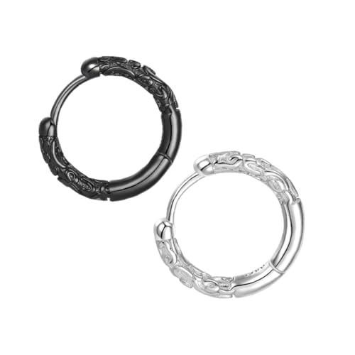 Healeved Punk Style Runde Herren Ohrstecker aus Robustem Eisen Modische Unisex Ohrhänger in Silber und Schwarz Lässiger Alltagsschmuck für Männer und Frauen von Healeved