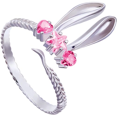 Healeved Rabbit Ear Ring Verstellbarer Süßer Damenring mit Niedlichem Design für Besondere Anlässe Schmuck für Frauen Statement Ringe für Partys und Festlichkeiten von Healeved