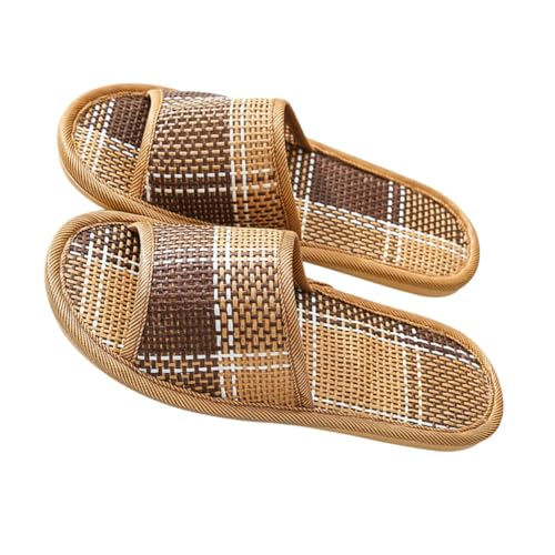 Healeved Rattan Geflochtene Slipper Leicht Bequem Sommer Hausschuhe Für Damen Herren Innenbereich von Healeved