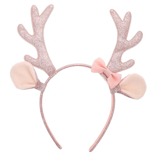 Healeved Rentiergeweih Stirnband Mit Schleife Für Weihnachten Pailletten-haarreif Aus Pelz Für Halloween Tierkopfbedeckung Für Party Hochzeit Und Geburtstag von Healeved