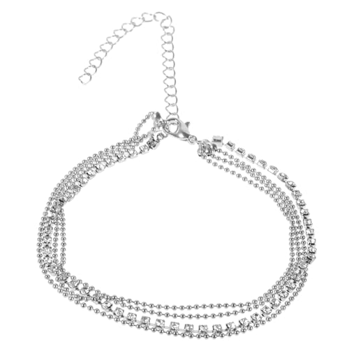 Healeved Reihiges Fußkettchen Metall für Damen Verstellbares Elegantes Fußschmuck Accessoire Silber für Partys und Besondere Anlässe von Healeved