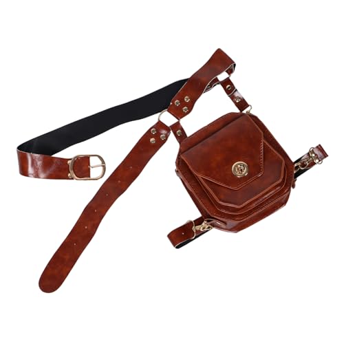 Healeved Renaissance Mittelalterliche Gürteltasche Damen PU Kunstleder Verstellbar Praktische Bein Hüfttasche für Piratenkostüm Steampunk Cosplay Alltag von Healeved