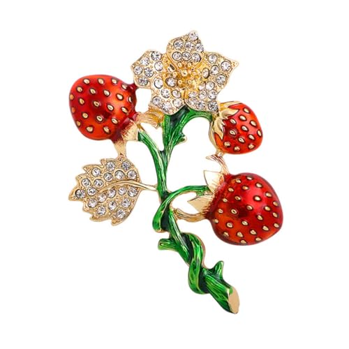 Healeved Erdbeer Brosche Aus Legierung Strass-brustnadel Blumenbrosche Deko-brustnadel Anstecknadel Für Kleidung Schals Und Hüte Accessoire Für Partys Abschlussbälle Und Täglichen Gebrauch von Healeved