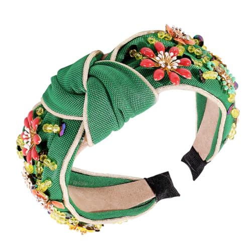 Healeved Retro Haarschmuck Damen Breiter Haarreif mit Funkelnden Strassblumen Knoten Design Komfortables und Vielseitiges Mode Accessoire Geeignet für Festivals und Alltag von Healeved