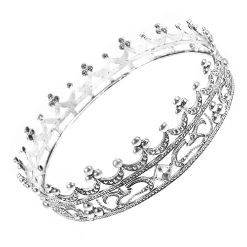 Healeved Retro Herren Krone aus Zinklegierung mit Strass Antike Runde Barock Kopfbedeckung Langlebiges Halloween Kostüm Requisit Elegantes Königliches Accessoire für Geburtstag Party von Healeved