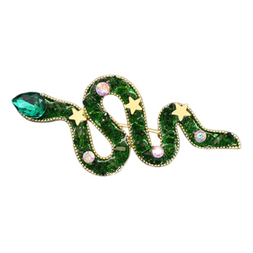 Healeved Retro Schlangen Brosche mit Grünem Funkelnde Tier Anstecknadel für Damen und Herren Vielseitige Modebrosche für Weihnachten Halloween Kleidung Hüte und Accessoires von Healeved