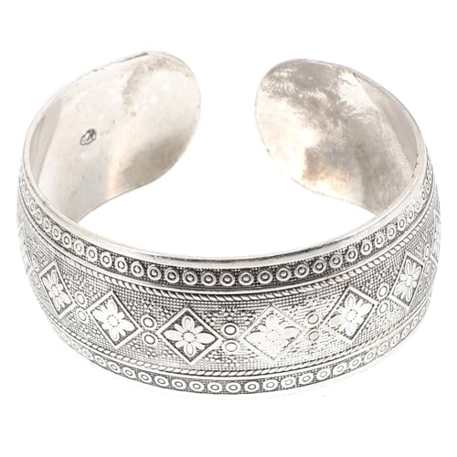 Healeved Retro Armreif Damen Klobiger Schmuck Offenes Armband mit Gravur Verstellbar Vintage Design für Alltag und Besondere Anlässe von Healeved