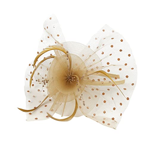 Healeved Retro -Spitzen -Top -Hut Hochzeit Party Spitzenstirnband Halloween-Stirnband Fascinator Mütze Kopfbedeckung aus Mesh Mesh-Kopfschmuck-Hut Gittergewebe Golden von Healeved