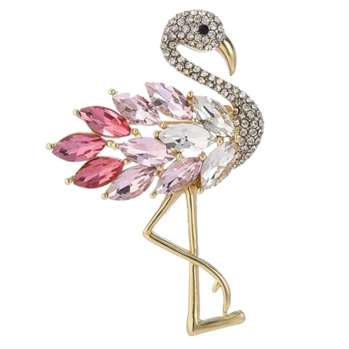 Healeved Rhinestone Flamingo Brosche Damen Strass Anstecknadel Modisches Tiermotiv Schmuck für Kleidung Rucksack Mantel Accessoire von Healeved
