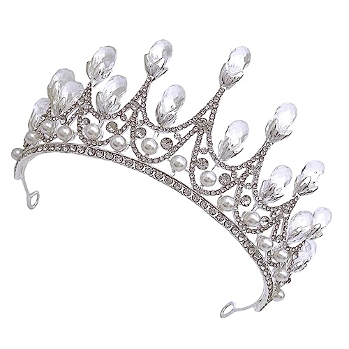 Healeved Rhinestone Tiara Crown Silber Hochwertiger Braut Haarschmuck Elegant Leicht Vintage Geburtstagskrone für Frauen Hochzeit Party von Healeved