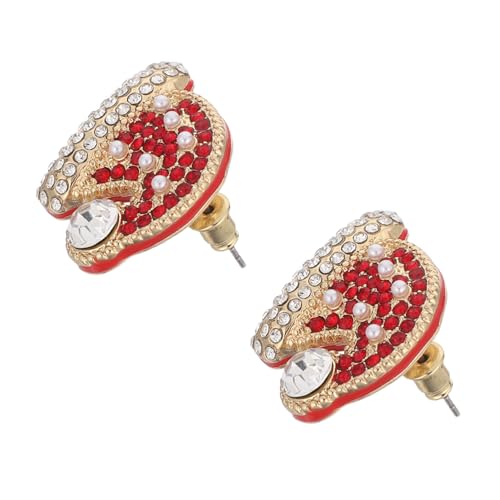 Healeved Rhinestone Weihnachtsohrringe Santa Mütze Metall Tropftechnik Ohrstecker Leichte Festliche Ohrhänger für Damen Mädchen Bunte Party Schmuck Weihnachten Kostüm von Healeved