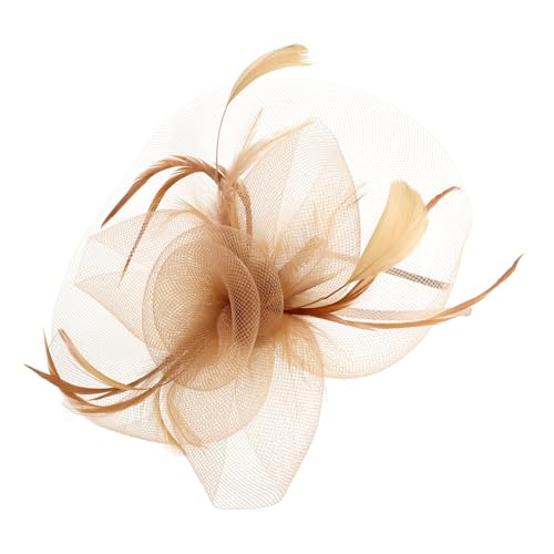 Healeved Rosegold Mesh Party Haarclip mit Blumen Haarnadel Damen Kopfschmuck für Hochzeit Cocktail Cosplay und Festliche Anlässe Wiederverwendbarer Fascinator Haarschmuck von Healeved