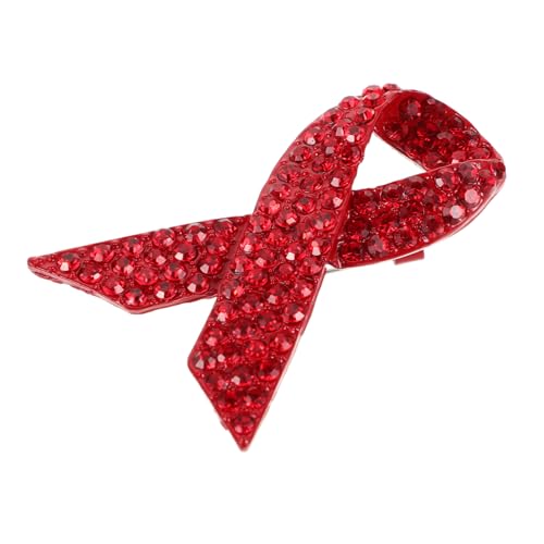 Healeved Rote Schleifen brosche Krebsbewusstsein mit Strass Kreative Anstecknadel aus Legierung Sicherer Halt für Kleidung Unterstützung Welt aids tag Eleganter Brustkrebs broschen Schmuck von Healeved