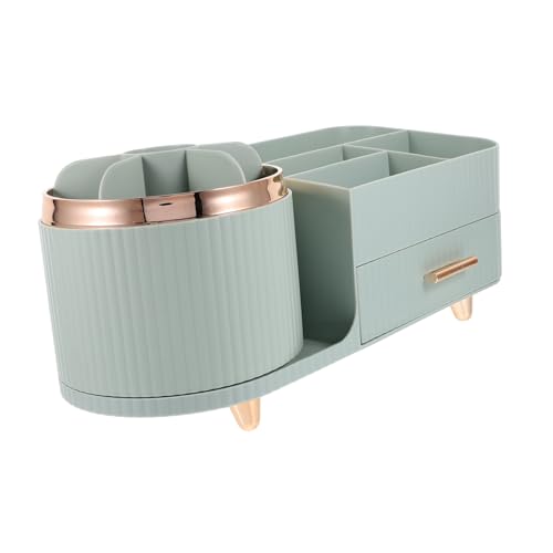 Healeved Rotierender Make-up-organizer Mit Pinselhalter Großer Kosmetik-organizer Für Schminktisch Aufbewahrungshalter Für Hautpflege Und Lippenstift Desktop Organizer Für Make-up von Healeved
