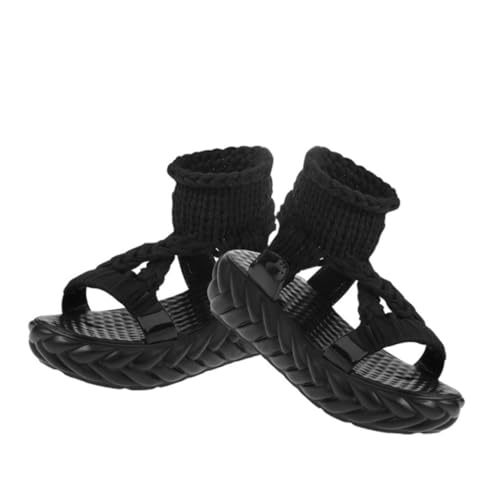 Healeved Sandalen Damen Sommer Pu Sohle Rutschfest Bequem Modisch Leichte Strandschuhe für Frauen und Studentinnen Schwarz von Healeved