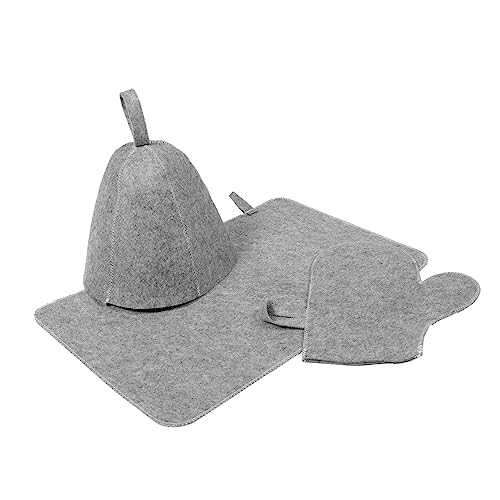 Healeved Saunahut Satz Mit Handschuhen Und Matte Verdickter Filz Wasserabsorbierend Bequem Für Sauna Und Dampfbad Für Frauen Und Männer von Healeved
