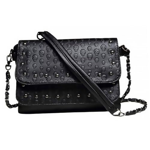 Healeved Schädelmuster Crossbody Tasche Damen Schultertasche Vintage Look Schwarz Kleine Storage Bag für Party Shopping Alltag von Healeved